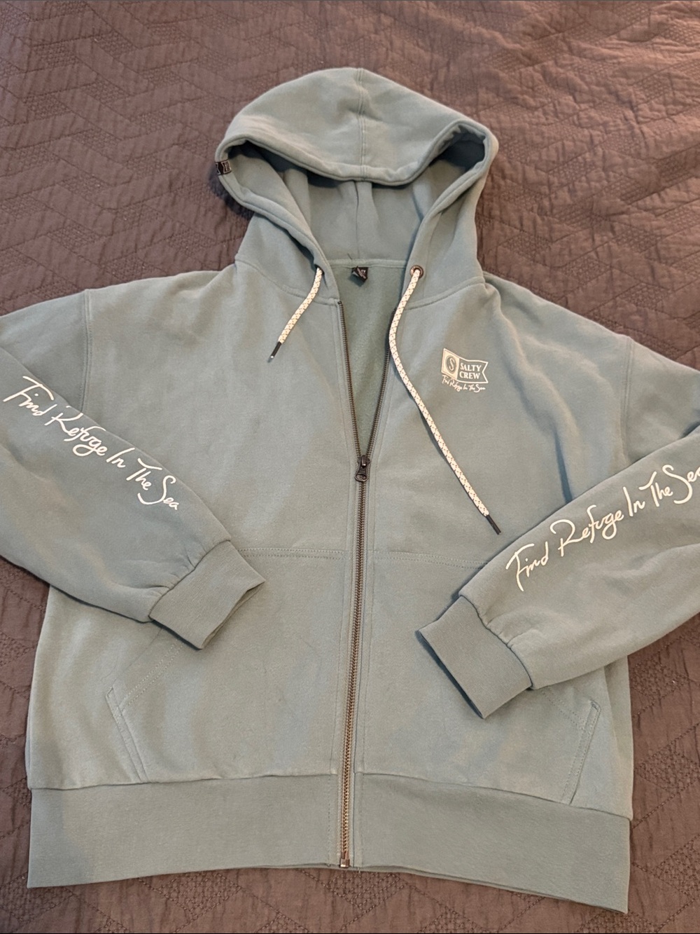 Salty Crew Juniors Hooded Zip-Up Jacket in Teal New  XS
